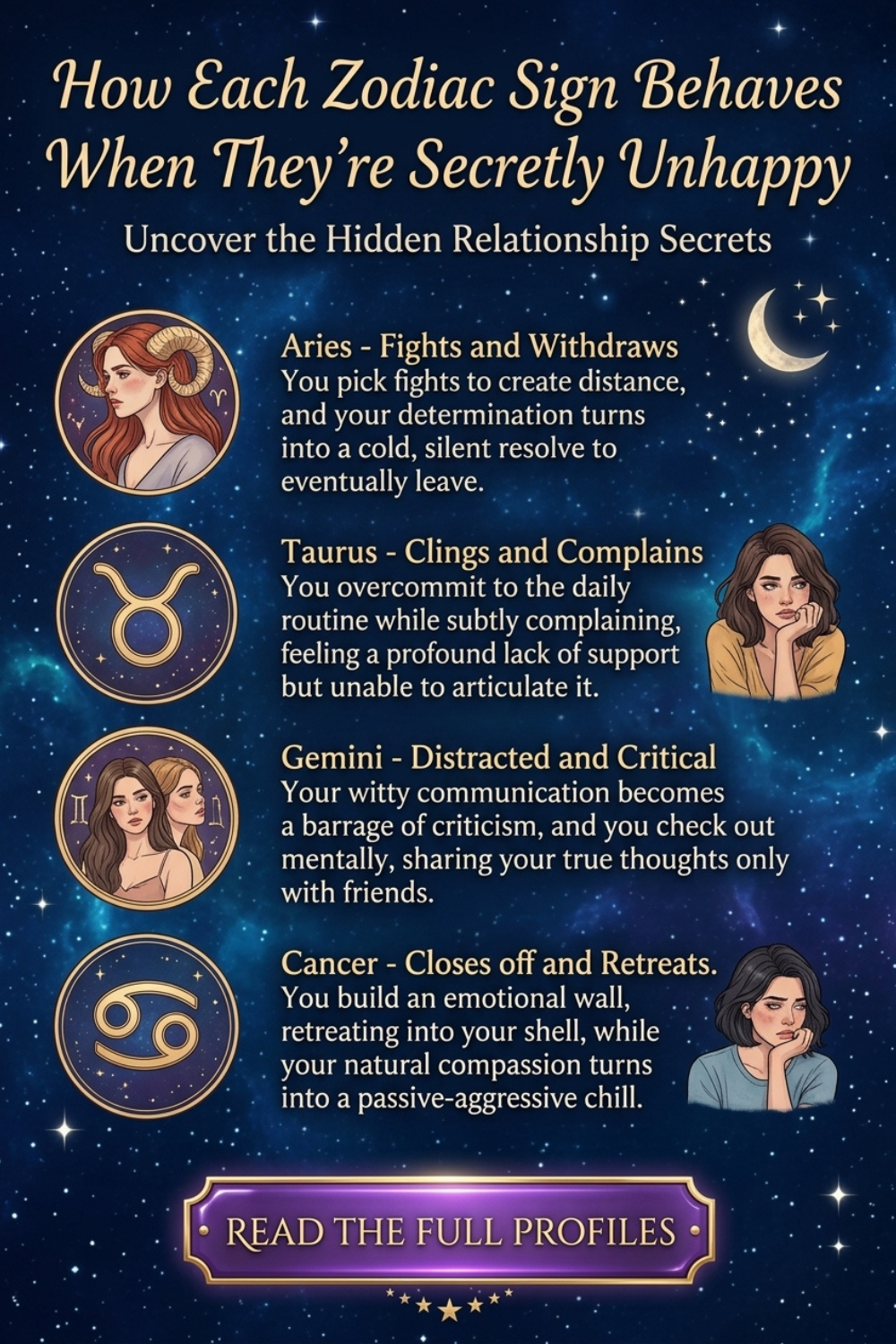 What Each Zodiac Sign Does When They're Secretly Unhappy in a Relationship