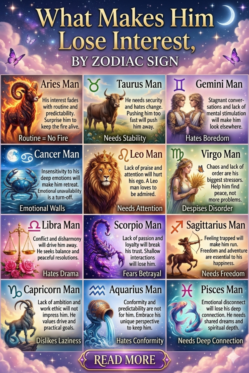 What Makes Him Lose Interest, By Zodiac Sign