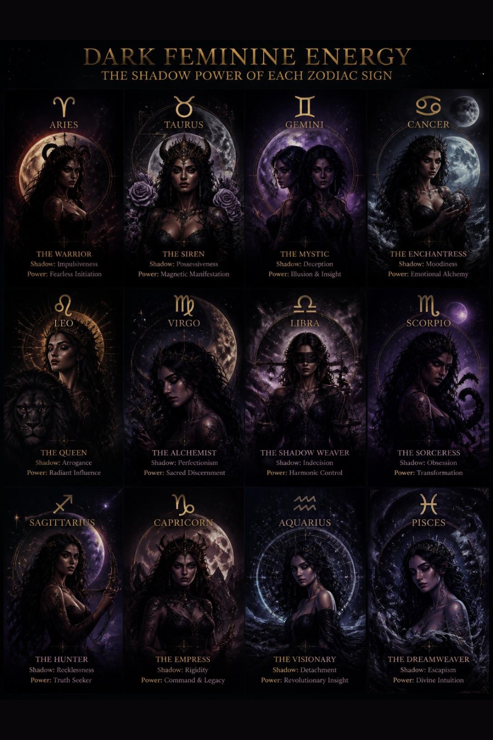 Dark Feminine Energy Based on Zodiac Signs: Your Sign's Shadow Power