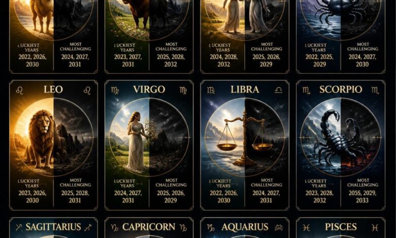 The Luckiest and Most Challenging Years of Each Zodiac Sign's Life