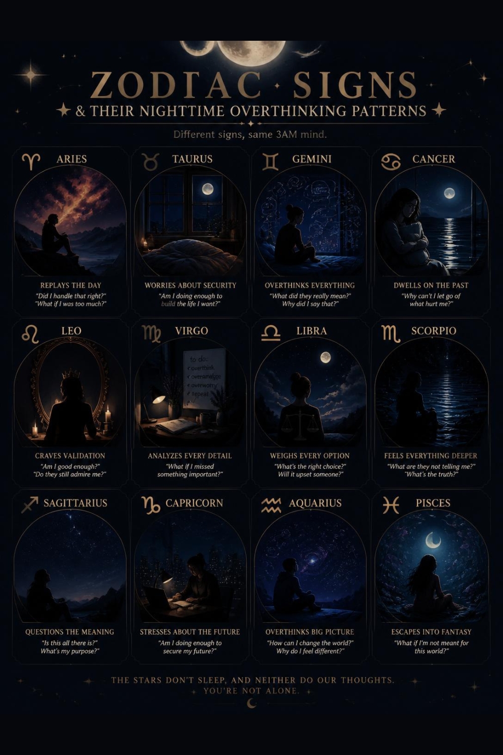 What Each Zodiac Sign Overthinks at Night