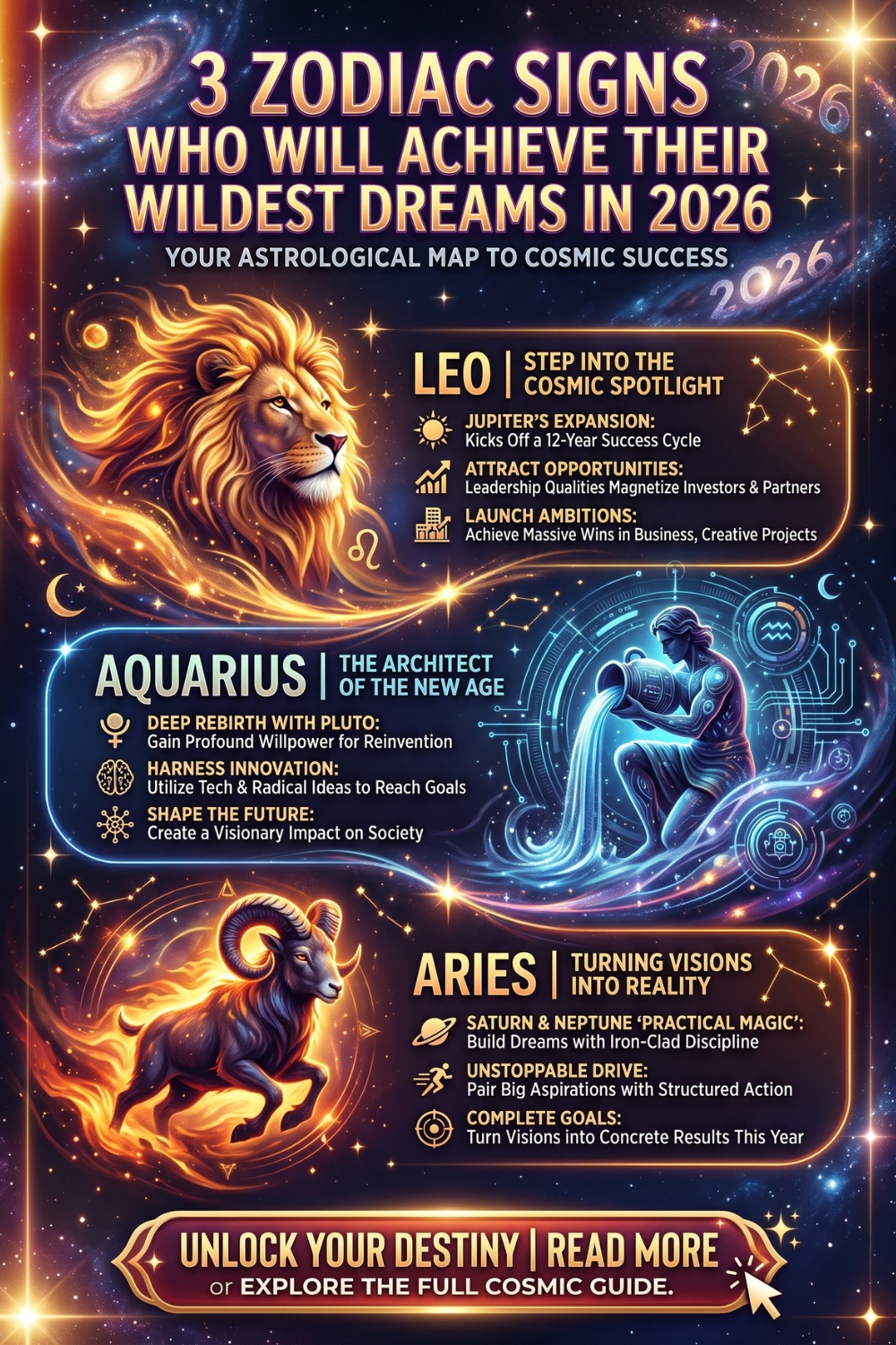 3 Zodiac Signs Who Will Achieve Their Wildest Dreams In 2026