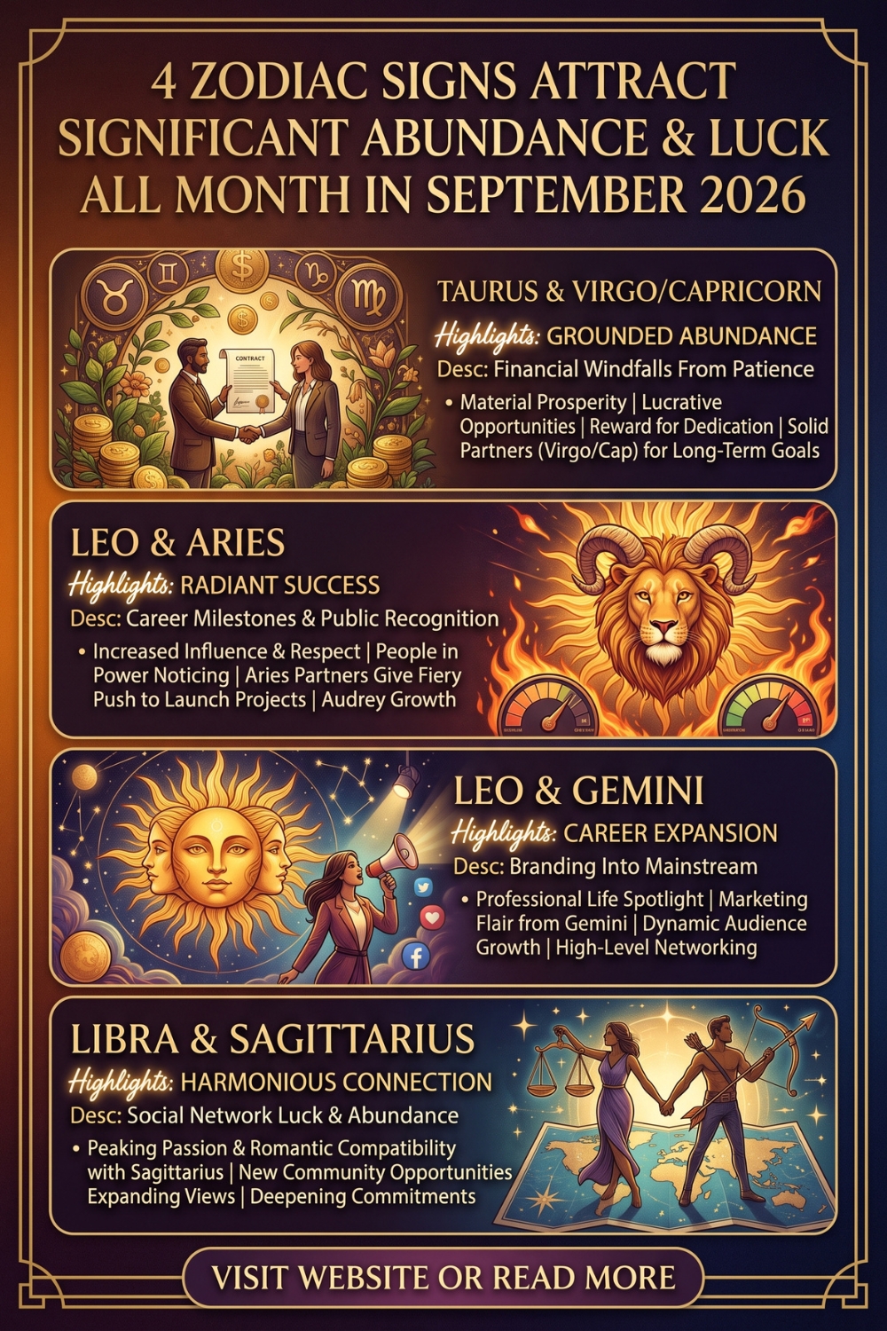 4 Zodiac Signs Attract Significant Abundance & Luck All Month In September 2026