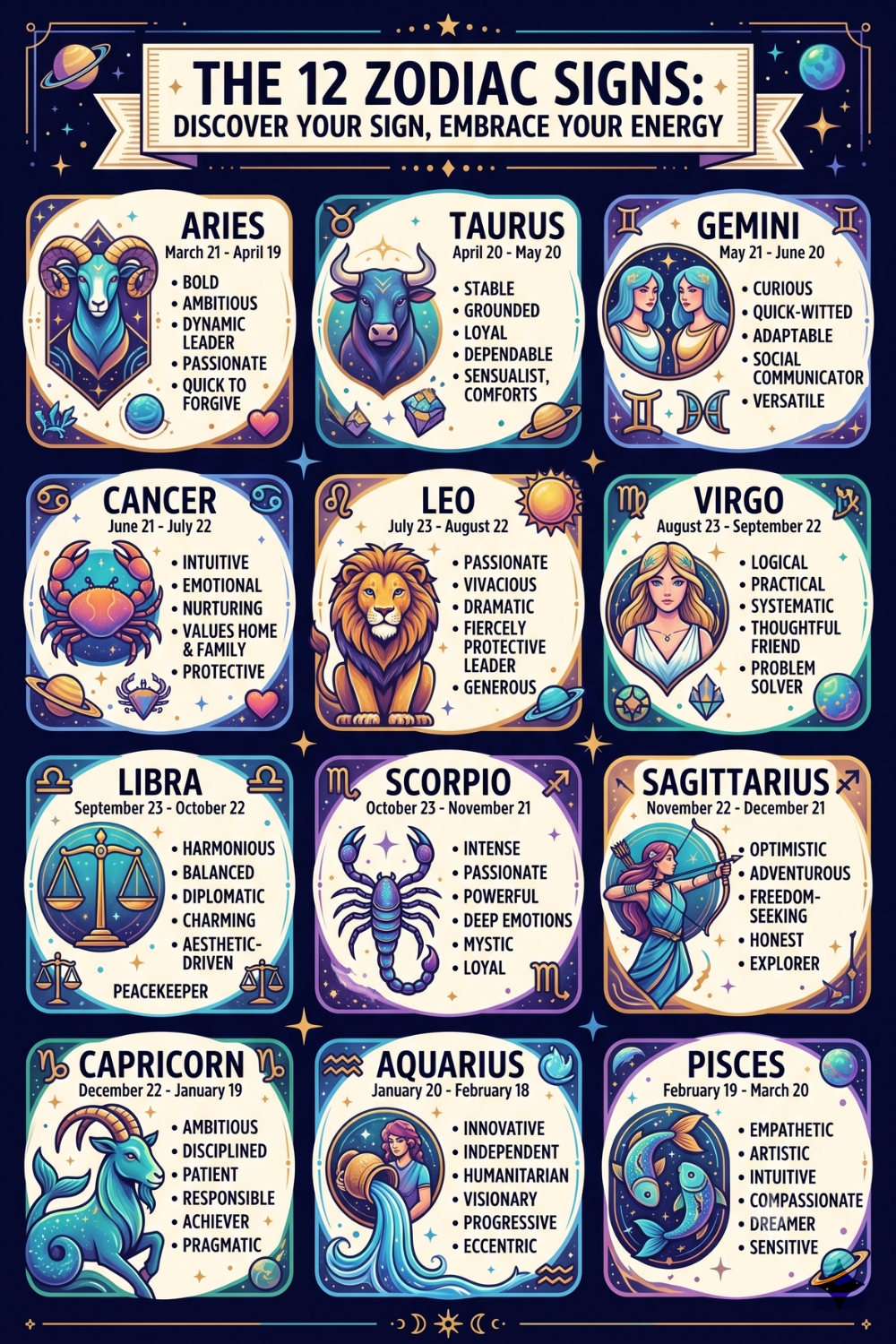 The 12 Zodiac Signs: Discover Your Sign, Embrace Your Energy