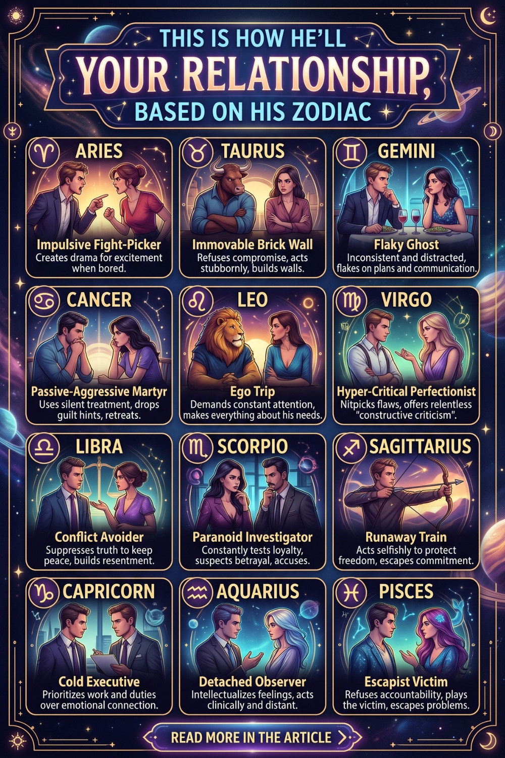 This Is How He’ll Sabotage Your Relationship, Based On His Zodiac Sign