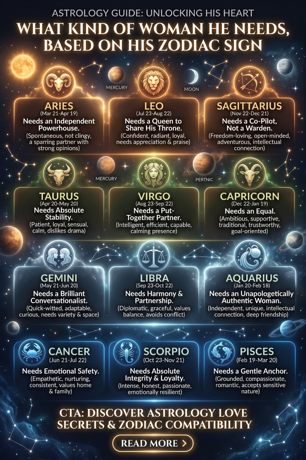 What Kind Of Woman He Needs, Based On His Zodiac Sign