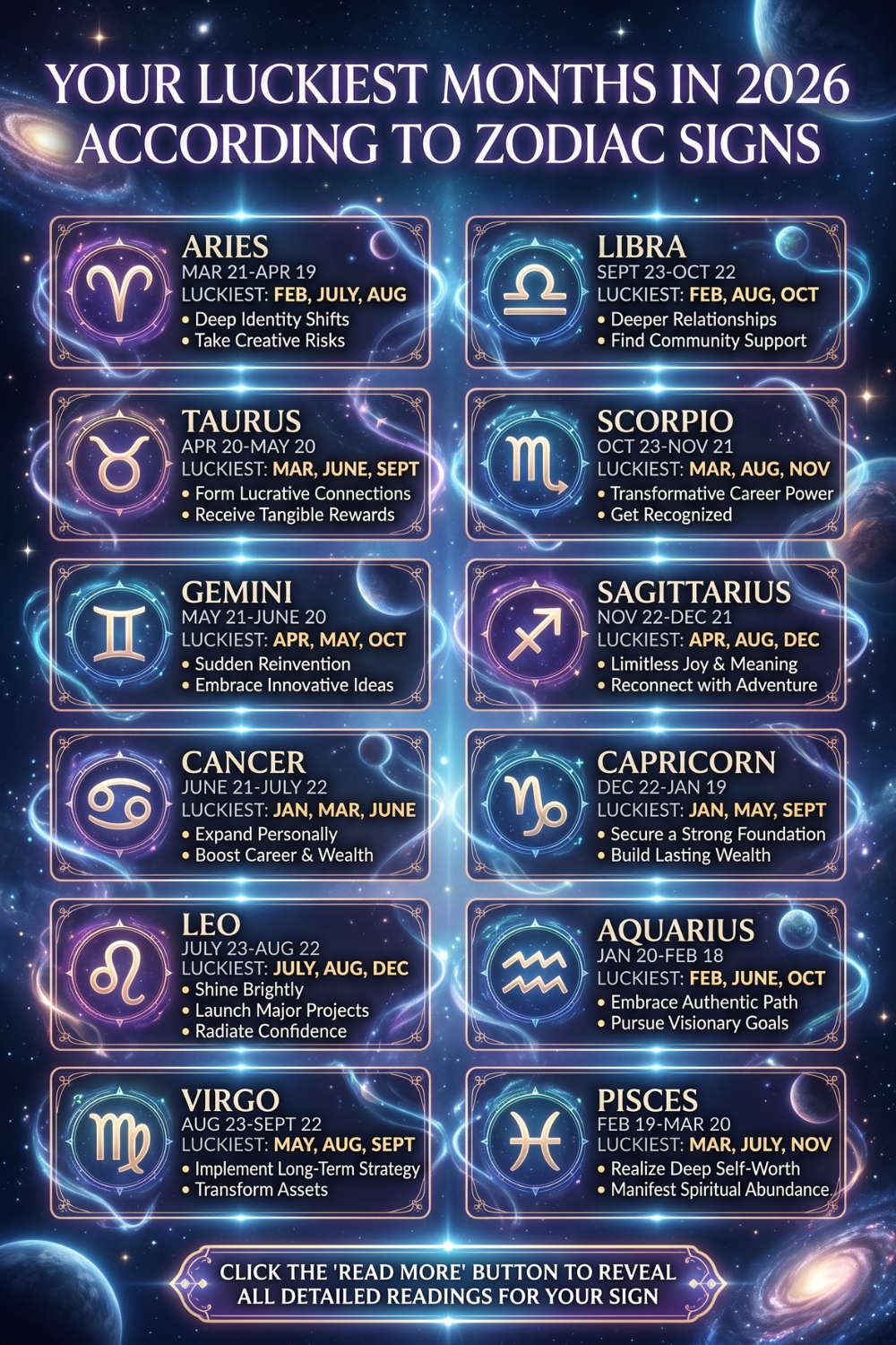 Your Luckiest Months in 2026 According to Zodiac Signs
