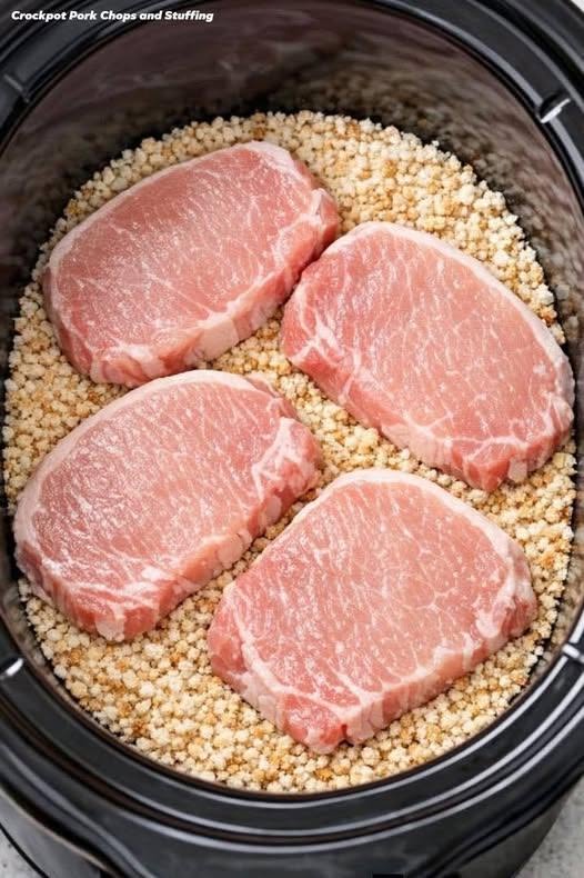 Crockpot Pork Chops and Stuffing