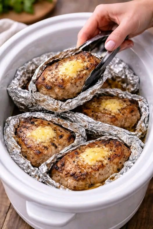 3-Ingredient Slow Cooker Garlic Butter Pork Chops